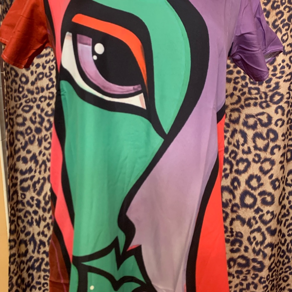 Abstract Face Graphic Maxi dress